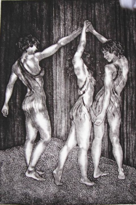Estampas & grabados titulada "My three Graces" por Michelle Parkman, Obra de arte original