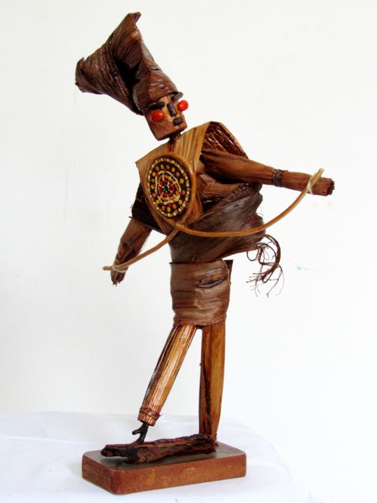 Escultura intitulada "Portador" por Wellington Barros, Obras de arte originais, Madeira