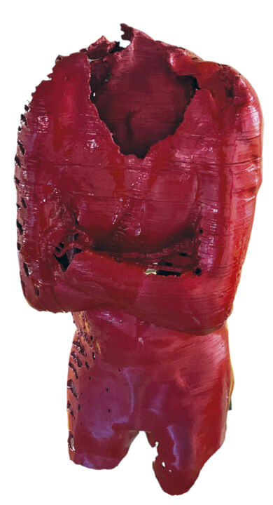 Escultura titulada "Torso en rojo" por Alberto Tundidor Sanz, Obra de arte original, Plástico