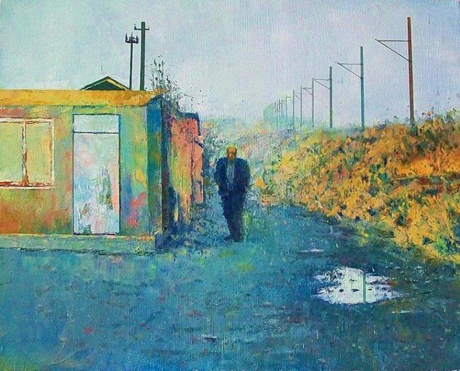 Картина под названием "после дождя" - Степанович, Подлинное произведение искусства, Масло