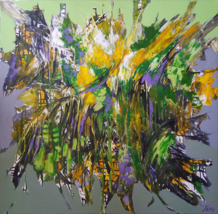 Картина под названием "Emerald meadow" - Arthur Avalyan, Подлинное произведение искусства, Масло Установлен на Деревянная ра…