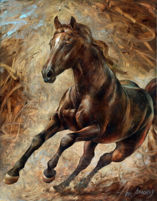 Pintura intitulada "horse" por Arthur Braginsky, Obras de arte originais, Óleo