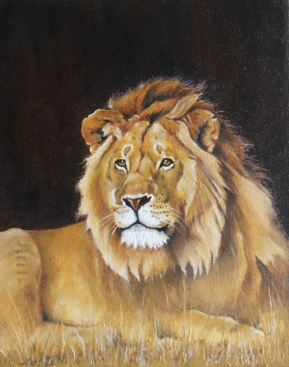 Картина под названием "Lion X" - Arthur Is, Подлинное произведение искусства, Масло