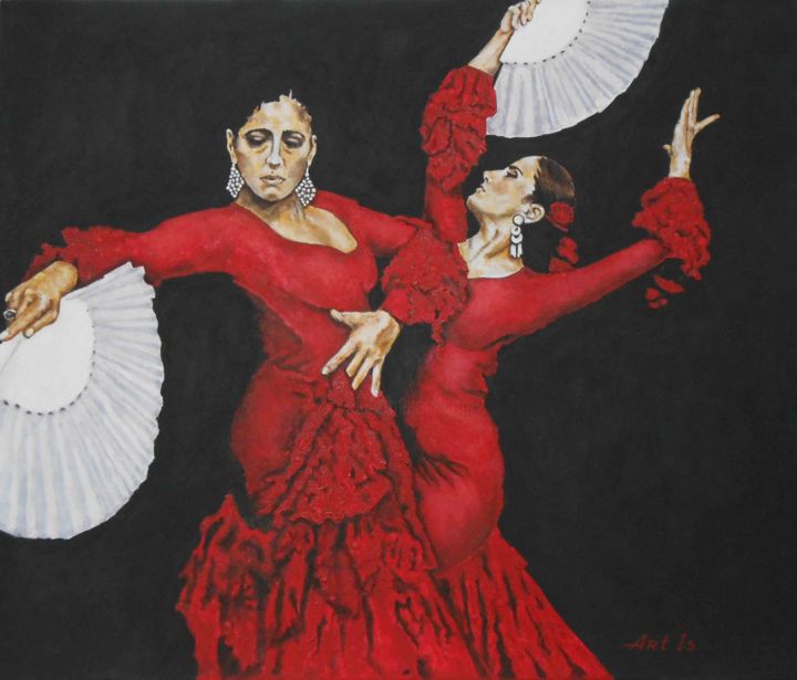 Картина под названием "Flamenco IV" - Arthur Is, Подлинное произведение искусства, Акрил