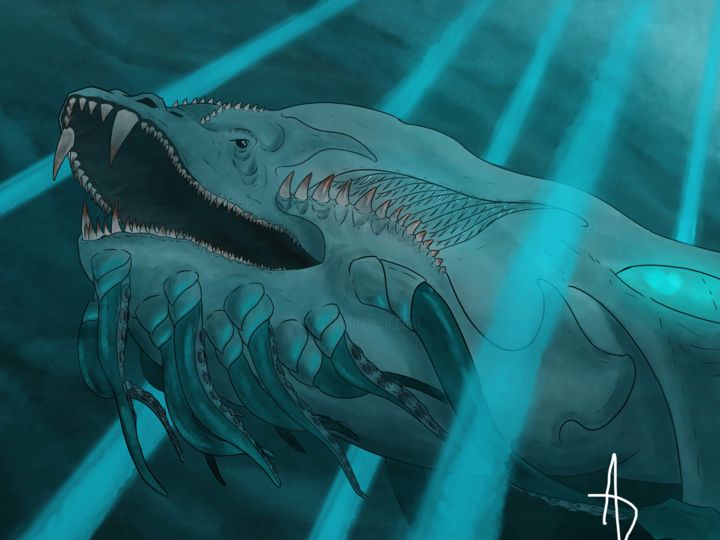 Digital Arts titled "Léviathan" by Arthur Jacquey (Hybrys), Original Art, Digital Painting