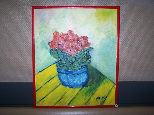 Painting titled "Bloemen" by Arthur Reijnders, Original Artwork, Oil