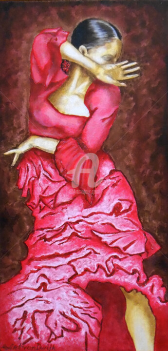 Painting titled ""Flamenco dancer. P…" by Arthuris, Original Artwork, Oil