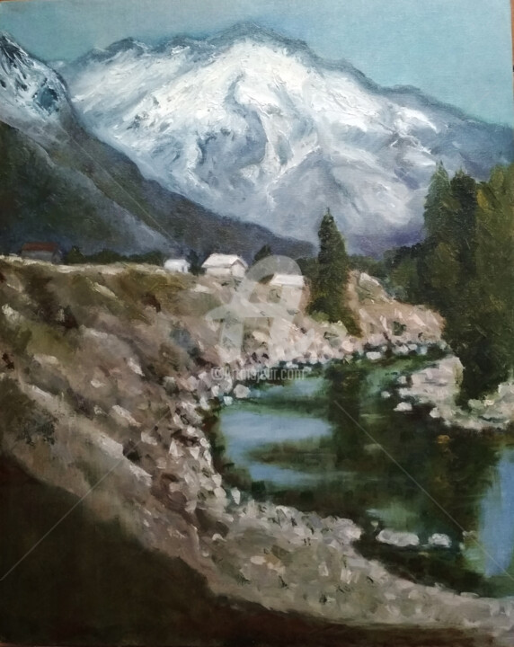 Картина под названием ""Mountain Landscape"" - Arthuris, Подлинное произведение искусства, Масло