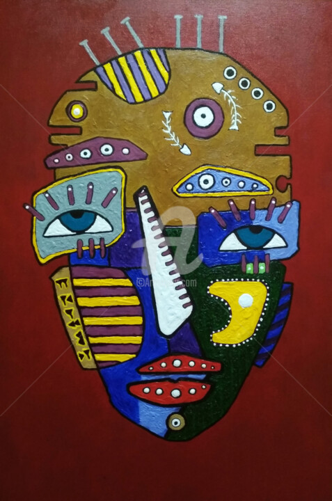 Painting titled ""Mask"" by Arthuris, Original Artwork, Oil