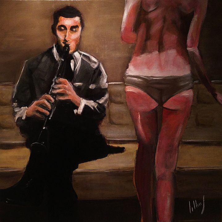 Pintura titulada "Le clarinettiste" por Arthus Leclerc, Obra de arte original, Acrílico