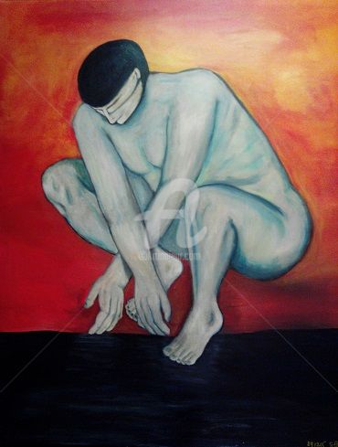 Painting titled "regard-sur-l-homme.…" by Sandra Sandra, Original Artwork, Acrylic