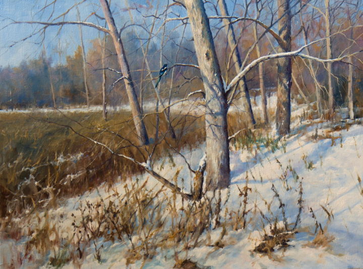 Картина под названием "Зиму на хвосте прин…" - Влад Сафронов, Подлинное произведение искусства, Масло