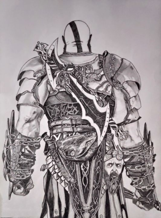 Tekening getiteld "Kratos from god of…" door Artified__15, Origineel Kunstwerk, Potlood