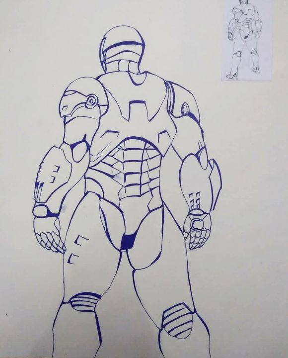 Drawing titled "Iron man" by Artified__15, Original Artwork, Ballpoint pen