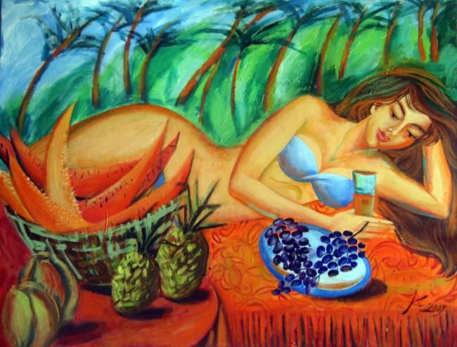 Оранжевый отдых - Painting, 115x90 cm ©2009 by Екатерина Абрамова -
