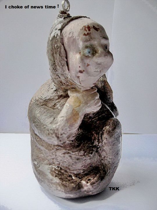 Sculpture titled "I choke of news tim…" by Tkk, Original Artwork