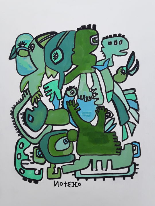 Pintura titulada "Bird Craze" por Latifa Lahouaoui, Obra de arte original, Acrílico