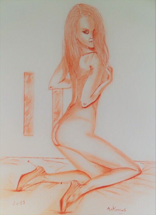 Drawing titled "ANNA" by Artimus Guénin, Original Artwork, Chalk