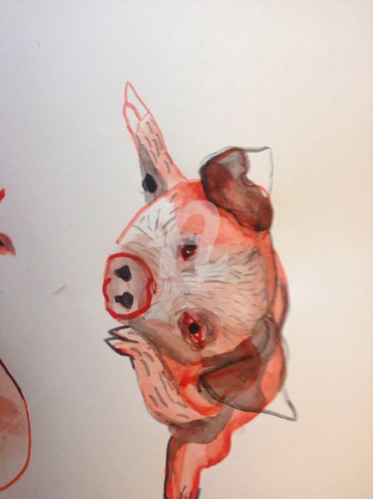 Pintura intitulada "pig" por Sarah Artin'S, Obras de arte originais