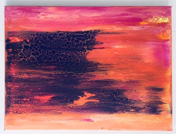 Ζωγραφική με τίτλο "“Vintage Sunset “" από Artina, Αυθεντικά έργα τέχνης, Ακρυλικό