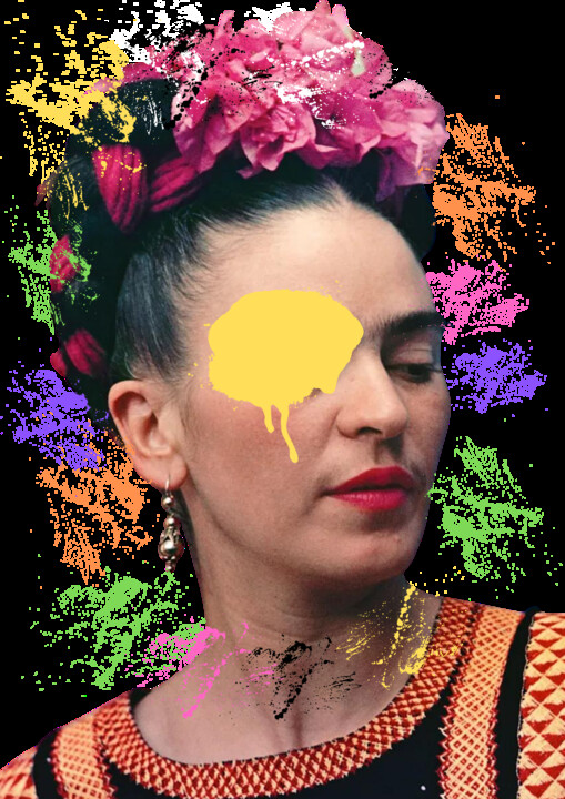 Digitale Kunst mit dem Titel "Frida" von Artina, Original-Kunstwerk, Fotomontage