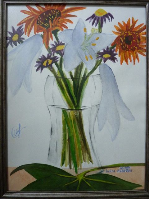 Картина под названием "Bouquet of Flowers…" - Indira Yartsev, Подлинное произведение искусства, Масло