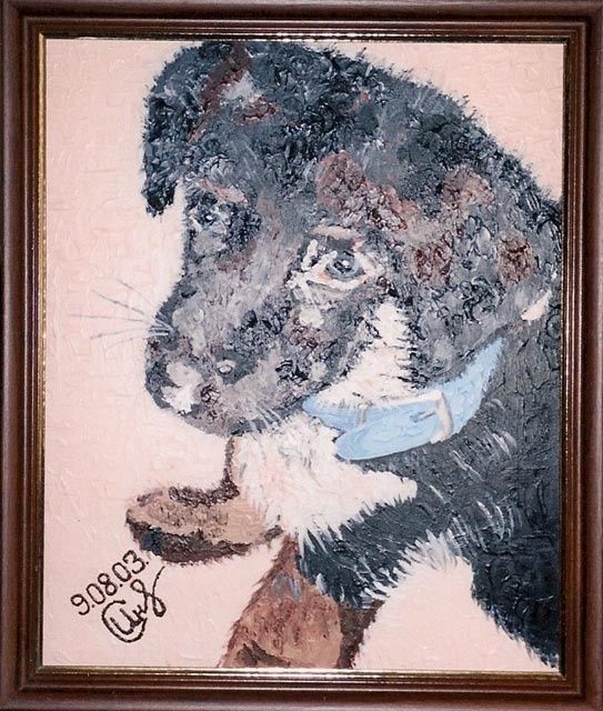 Painting titled "Puppy" by Indira Yartsev, Original Artwork