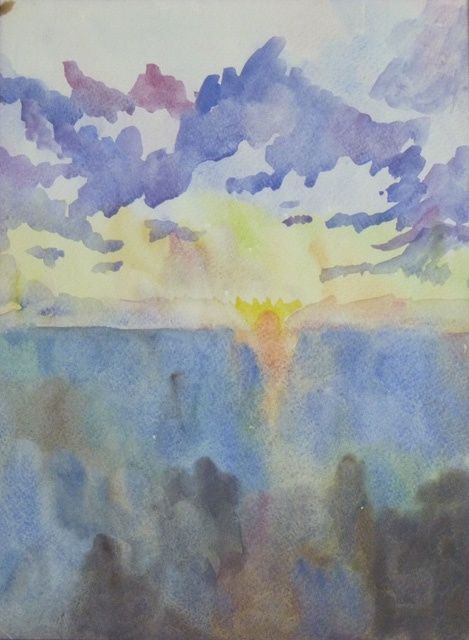 Malerei mit dem Titel "Sunset" von Indira Yartsev, Original-Kunstwerk, Öl