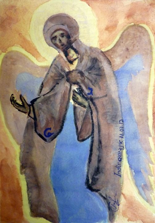 Painting titled "Angel Gabriel" by Indira Yartsev, Original Artwork