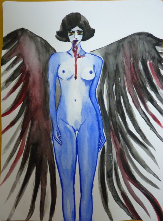 Картина под названием "Vampire" - Indira Yartsev, Подлинное произведение искусства, Акварель