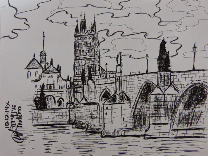 Peinture intitulée "Prague," par Indira Yartsev, Œuvre d'art originale