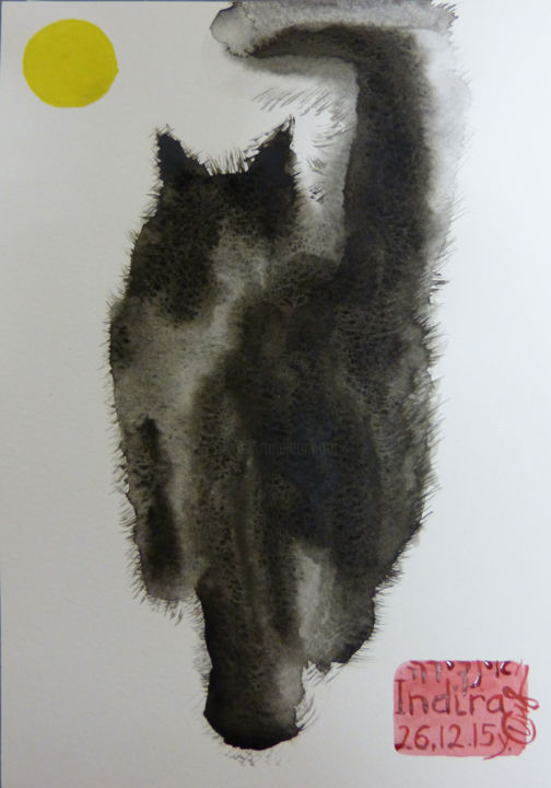 Painting titled "Cat" by Indira Yartsev, Original Artwork