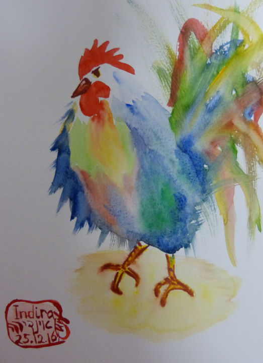 Painting titled "Year of the rooster" by Indira Yartsev, Original Artwork