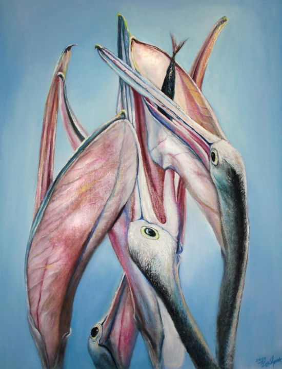 Pintura intitulada "Fish mine" por Anna Chekushkina, Obras de arte originais, Óleo