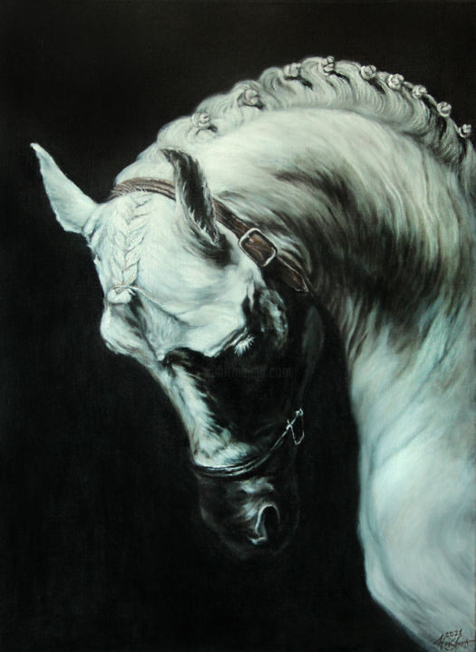 Malerei mit dem Titel "Horse" von Anna Chekushkina, Original-Kunstwerk, Öl