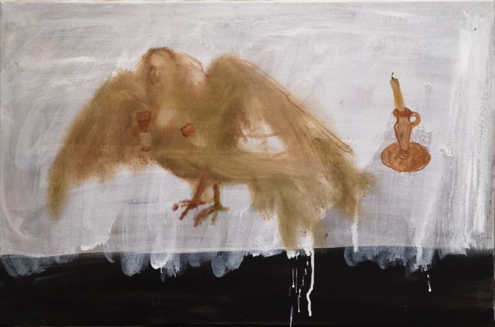Peinture intitulée "I am a paradise bird" par Irina Seller, Œuvre d'art originale, Huile Monté sur Châssis en bois