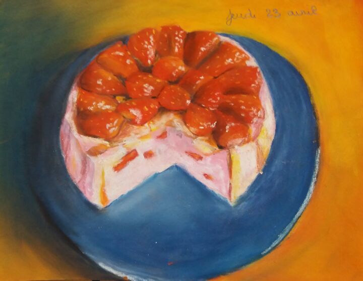 Dessin intitulée "Et on l'a mangé!" par Isabelle Tanguy, Œuvre d'art originale, Pastel