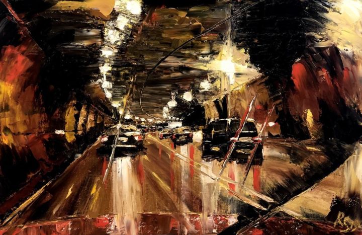 Painting titled "Lefortovo tunnel" by Roman Safin, Original Artwork, Oil