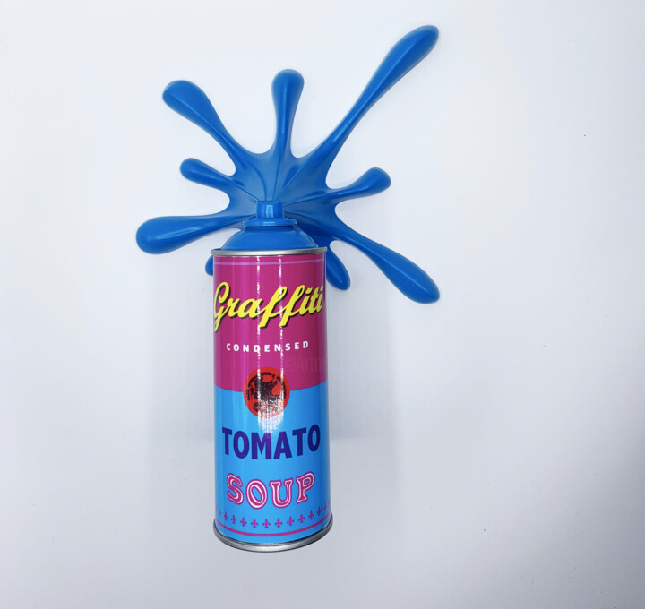Sculpture intitulée "Splash It Blue Toma…" par 2fast, Œuvre d'art originale, Résine Monté sur Autre panneau rigide