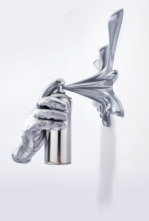 Scultura intitolato "Hand Splash" da 2fast, Opera d'arte originale, Resina