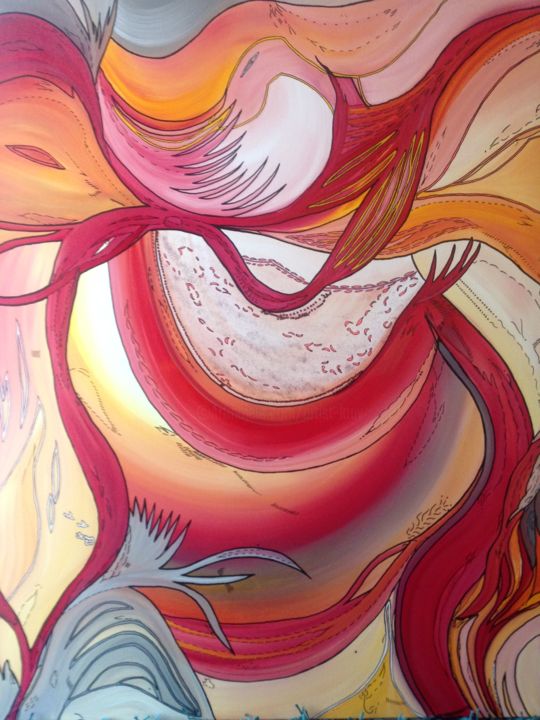 Painting titled "Le phoenix" by Louv, Original Artwork, Acrylic