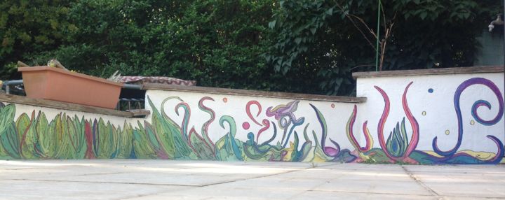 「Décor de terrasse」というタイトルの絵画 Louvによって, オリジナルのアートワーク, アクリル