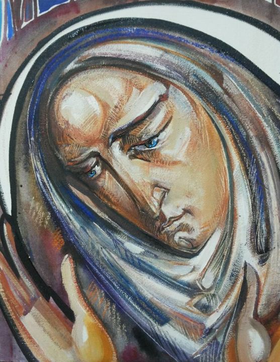 Painting titled "5.	Mother of Mercy…" by Roman Bonchuk, Original Artwork, Acrylic