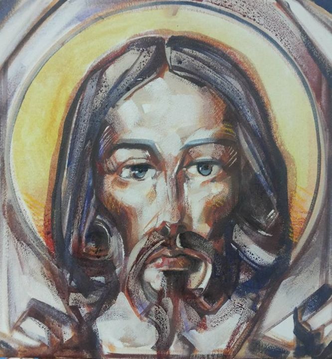 Painting titled "18.	Face of God" by Roman Bonchuk, Original Artwork, Acrylic