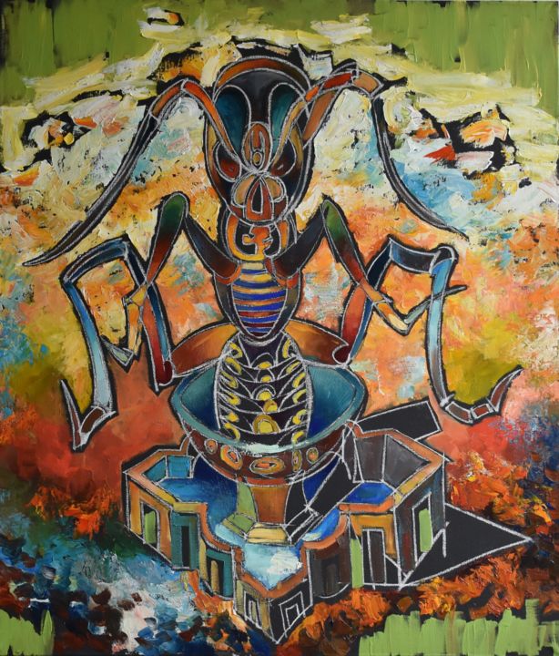 Peinture intitulée "Insect Lord" par Roman Bonchuk, Œuvre d'art originale, Acrylique