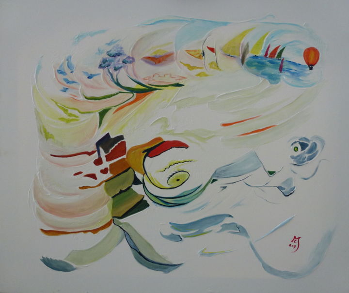 Painting titled "Pensieri in libertà" by Marina Crisafio, Original Artwork, Oil