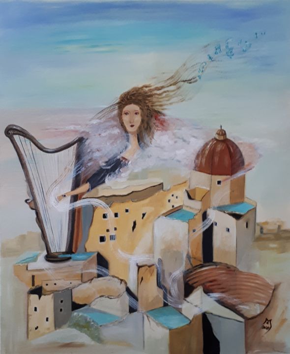 Pittura intitolato "Armonia sulle macer…" da Marina Crisafio, Opera d'arte originale, Olio