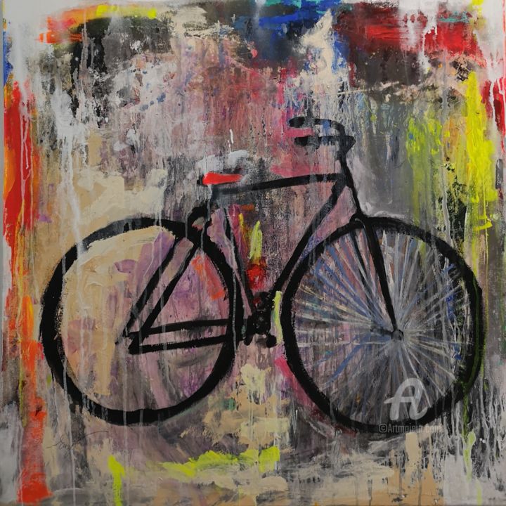 Painting titled "bike" by Enzo, Original Art, Acrylic