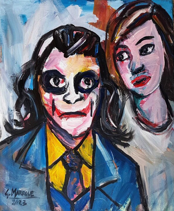 Peinture intitulée ""Joker e la ragazza"" par Gianni Marrone, Œuvre d'art originale, Acrylique