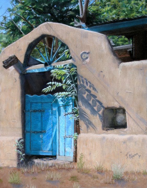 Painting titled "Lapuerta Azul" by Tammy Odom, Original Art, Pastel